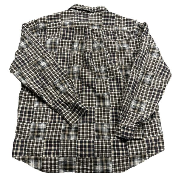 Chaps Shirt Mens 2XL XXL Button Up Brown Patchwork Quilt Long Sleeve Cotton - Picture 2 of 11